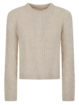 MAGLIONE GIROCOLLO DONNA A TRECCE<BR/> LKN1802 CR52 BIRCH BARBOUR