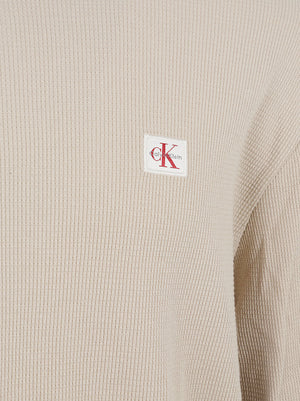 MAGLIA UOMO MANICA LUNGA NIDO D'APE - CALVIN KLEIN JEANS LV040EM217 PF0 White Pepper CALVIN KLEIN
