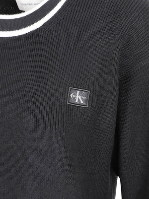MAGLIONE GIROCOLLO DONNA WOVEN LABEL CREWNECK SWEATER - CALVIN KLEIN JEANS <BR/> LV047H303G UB1 Black CALVIN KLEIN
