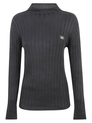 MAGLIONE COLLO ALTO DONNA WOVEN LABEL TNECK SWEATER - CALVIN KLEIN JEANS LV047H304G UB1 Black CALVIN KLEIN