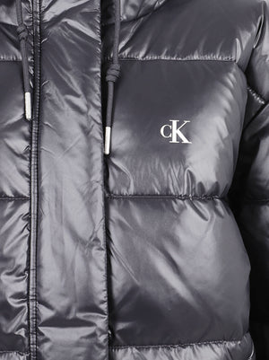 GIACCA DONNA CON CAPPUCCIO SHINE MW CLASSIC PUFFER - CALVIN KLEIN JEANS LV047H512G UB1 Black CALVIN KLEIN