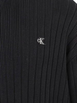 MAGLIONE UOMO VERTICAL TEXTURE COTTON FULL ZIP - CALVIN KLEIN JEANS LV04RH319G UB1 Black CALVIN KLEIN
