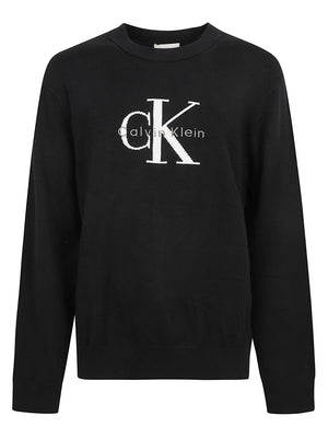 MAGLIONE UOMO GIROCOLLO CLASSIC COTTON LOGO - CALVIN KLEIN JEANS<BR/> LV04RH320G UB1 Black CALVIN KLEIN