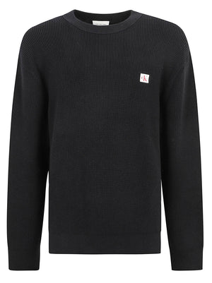 MAGLIONE UOMO GIROCOLLO NIDO D'APE - CALVIN KLEIN JEANS<BR/> LV04RH326G UB1 Black CALVIN KLEIN