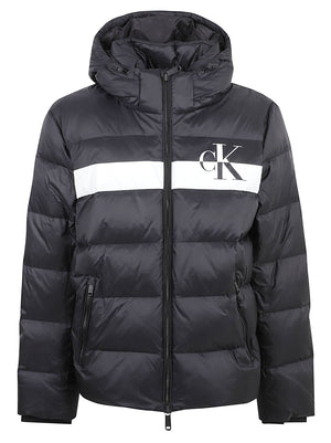 GIACCA UOMO CON CAPPUCCIO NYLON COLORBLOCK - CALVIN KLEIN JEANS<BR/> LV04RH502G UB1 Black CALVIN KLEIN