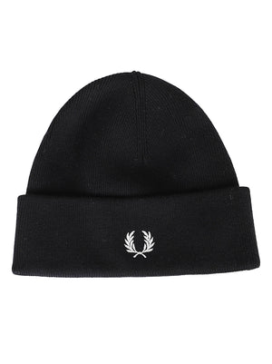 BERRETTO UOMO CLASSICA MERINO WOOL - FRED PERRY FPC3316 843 BLACK-SNOWWHITE FRED PERRY