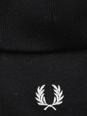 BERRETTO UOMO CLASSICA MERINO WOOL - FRED PERRY FPC3316 843 BLACK-SNOWWHITE FRED PERRY