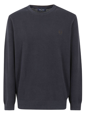 MAGLIONE UOMO GIROCOLLO PIQUE STITCH - FRED PERRY<BR/> FPK1309 421 NAVY FRED PERRY