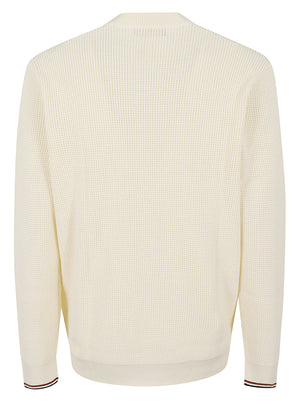 MAGLIONE UOMO GIROCOLLO WAFFLE STITCH - FRED PERRY<BR/> FPK6507 170 Ecru FRED PERRY