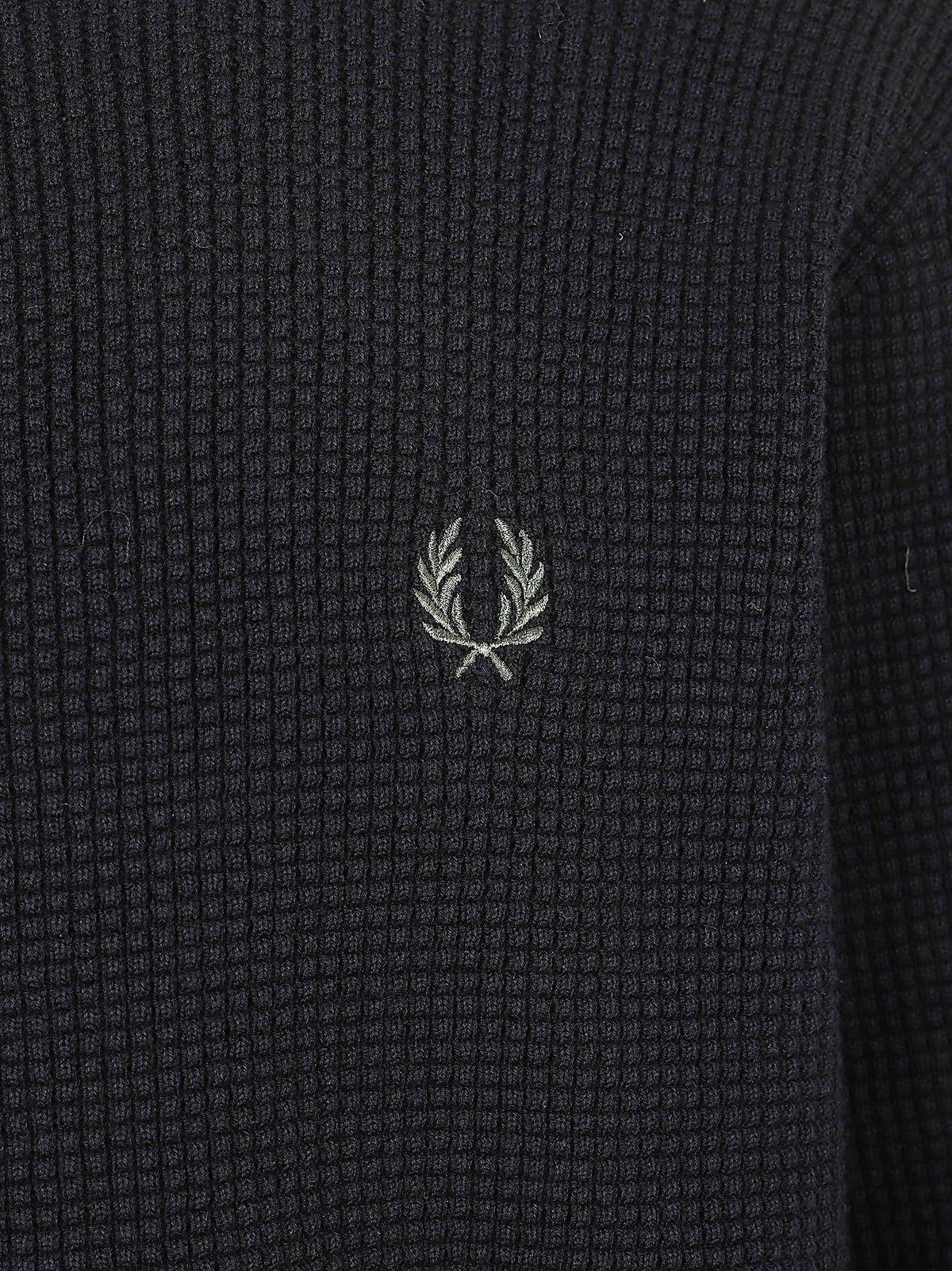 MAGLIONE UOMO GIROCOLLO WAFFLE STITCH - FRED PERRY<BR/> FPK6507 198 Black FRED PERRY