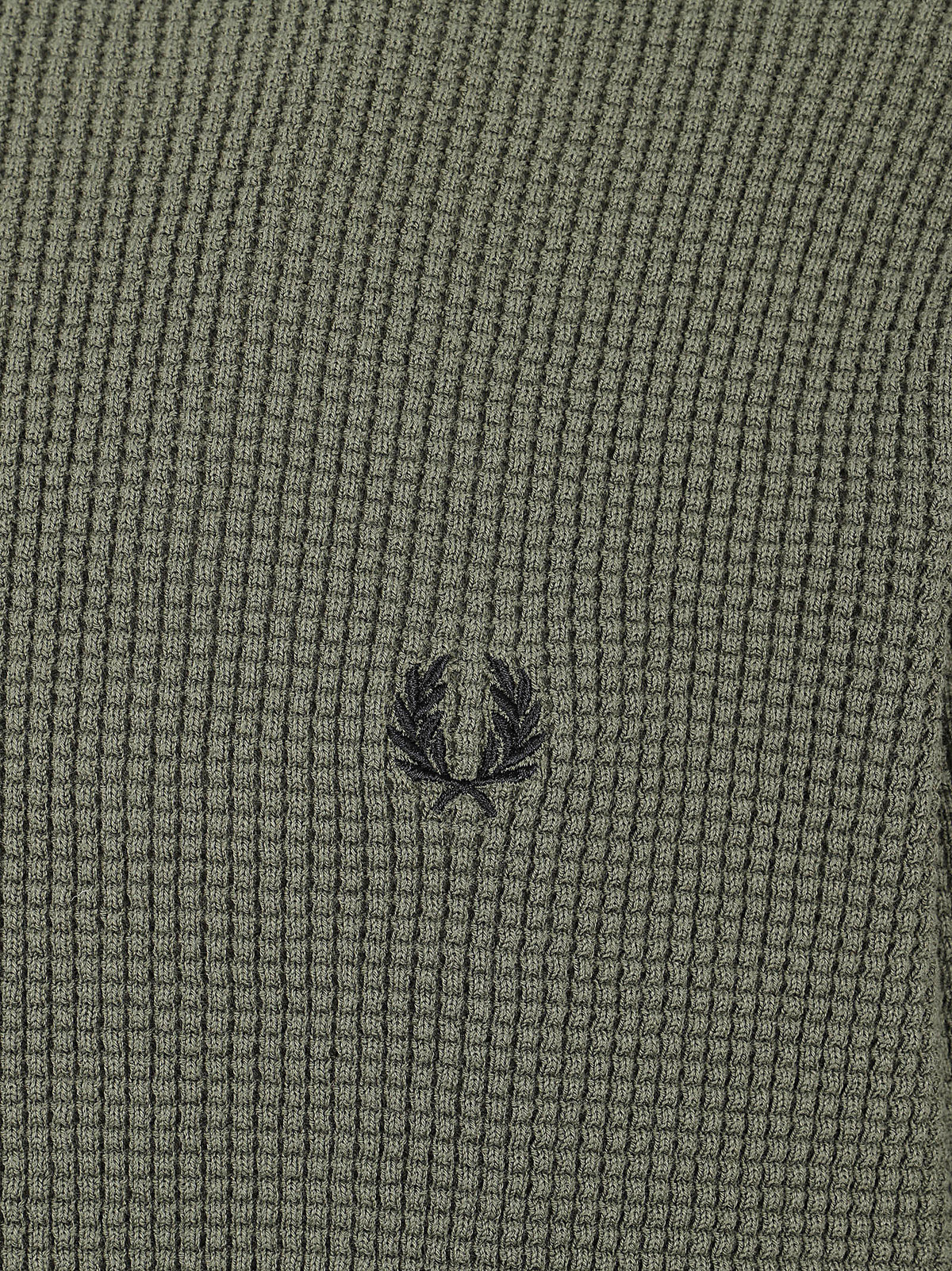 MAGLIONE UOMO GIROCOLLO WAFFLE STITCH - FRED PERRY FPK6507 X21 LRL WRTH GREEN FRED PERRY