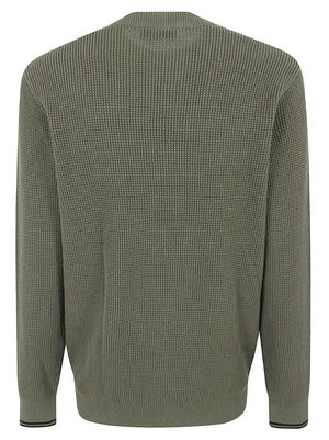 MAGLIONE UOMO GIROCOLLO WAFFLE STITCH - FRED PERRY FPK6507 X21 LRL WRTH GREEN FRED PERRY