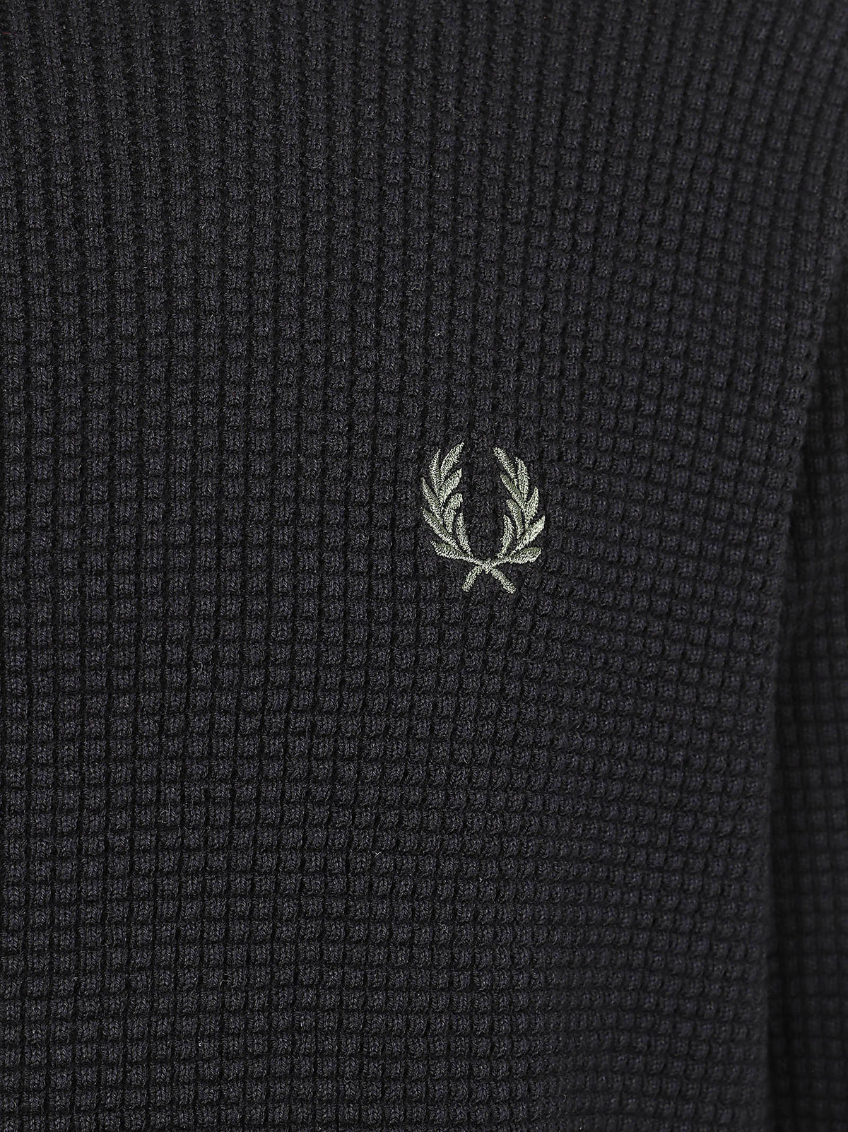 MAGLIONE UOMO CON ZIP WAFFLE STITCH - FRED PERRY FPK8557 198 Black FRED PERRY