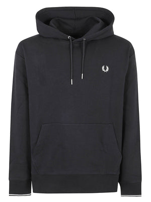 FELPA UOMO CON CAPPUCCIO TIPPED HOODED - FRED PERRY<BR/> FPM3492 102 Black FRED PERRY
