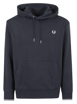 FELPA UOMO CON CAPPUCCIO TIPPED HOODED - FRED PERRY FPM3492 608 NAVY FRED PERRY