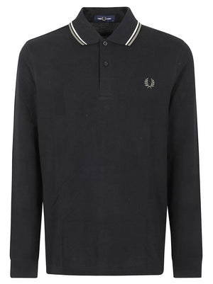 POLO UOMO A MANICA CORTA TWIN TIPPED - FRED PERRY<BR/> FPM3636 W54 BLK-ECR-LRLWGREN FRED PERRY