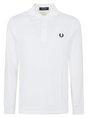 POLO UOMO A MANICA LUNGA LS PLAIN - FRED PERRY FPM6006 100 White FRED PERRY