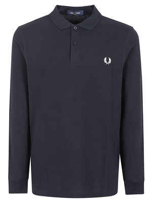 POLO UOMO A MANICA LUNGA LS PLAIN - FRED PERRY<BR/> FPM6006 608 NAVY FRED PERRY