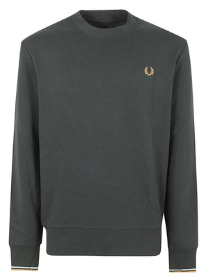 FELPA UOMO GIROCOLLO CREW NECK - FRED PERRY FPM7535 78C NTGRN-DSKBL-DKCA FRED PERRY
