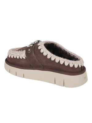 SCARPA DONNA CON PELO "BOUNCE CLOG METAL LOGO" - MOU FW531001A MOCHA MOU