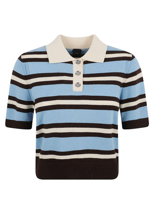 POLO DONNA IN MAGLIA GORGONA - PINKO 105450 A3G1EL2 AZZURRO-MARRONE PINKO