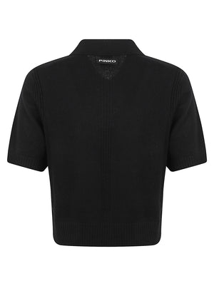 POLO IN MAGLIA DONNA MANICA CORTA - PINKO 105450 A3G1Z99 NERO LIMOUSINE PINKO