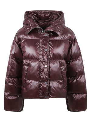 GIACCA DONNA IMBOTTITA CON CAPPUCCIO 105656 A3FIRR7 BORDEAUX SCURO PINKO