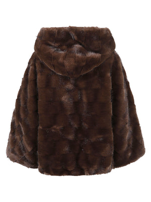 GIACCA ECO PELLICCIA CON CAPPUCCIO - PINKO 107054 A3C5M11 MARRONE-CHICCO DI CAFFE PINKO