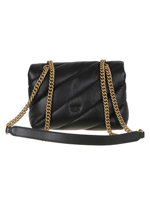 BORSA DONNA IMBOTTITA IN PELLE 107058 A0F2Z99Q NERO-ANTIQUE GOLD PINKO
