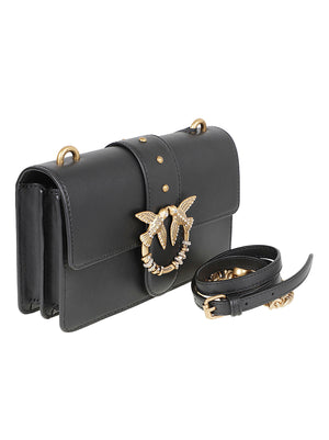 BORSA DONNA A TRACOLLA MINI LOVE BAG ONE - PINKO 107071 A0F1Z99Q NERO-ANTIQUE GOLD PINKO
