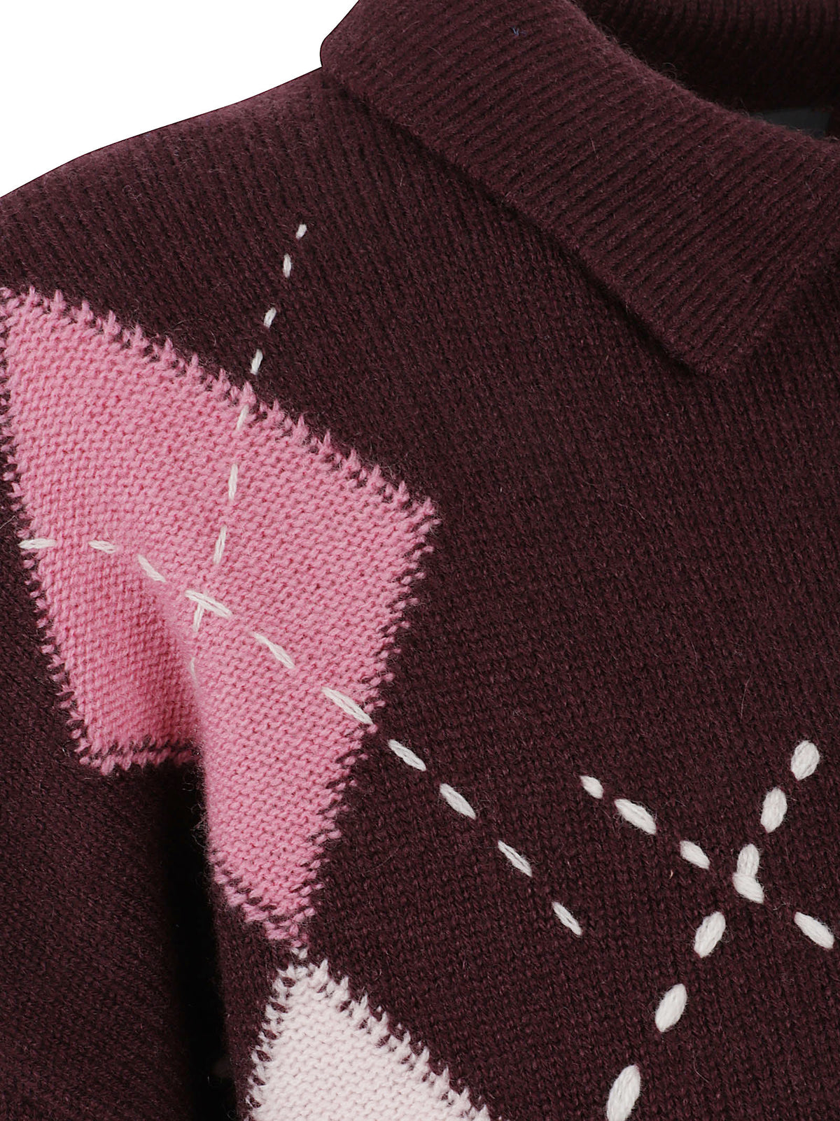 MAGLIONE DONNA IN MAGLIA A ROMBI CORK - PINKO 107286 A3IEYN2 BORDEAUX-ROSA PINKO