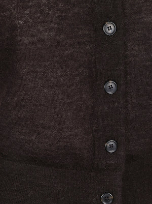 CARDIGAN DONNA CORTO CON COLLETTO 107331 A3IQM05 MARRONE JAVA PINKO