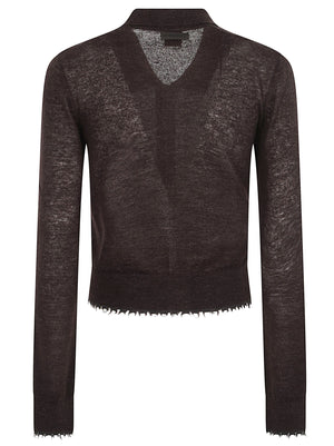 CARDIGAN DONNA CORTO CON COLLETTO 107331 A3IQM05 MARRONE JAVA PINKO