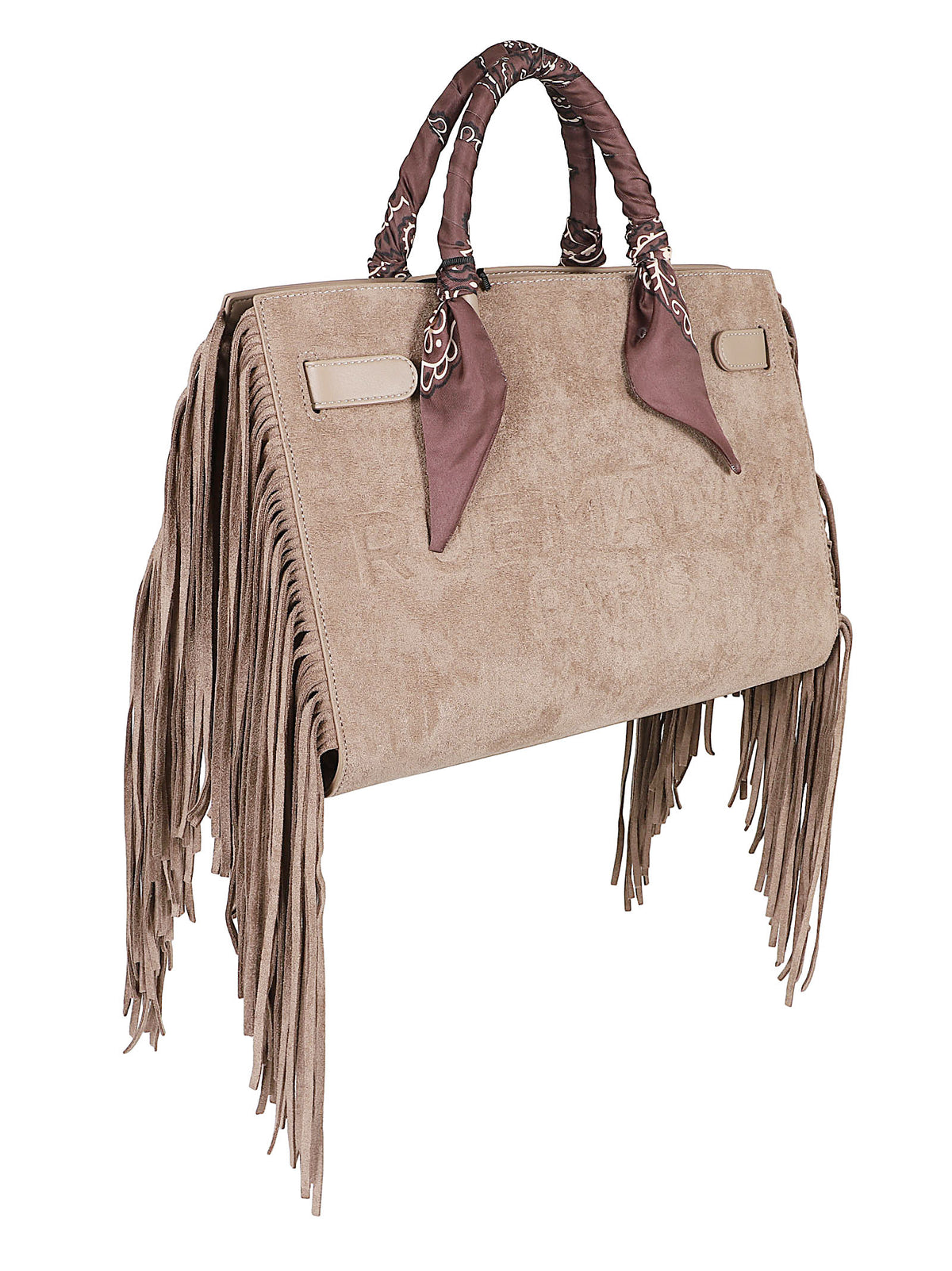 BORSA A MANO CANYON TOTE FRINGES - RUE MADAM PARIS CANYON TOTE FRINGES SUEDE GREY RUE MADAM