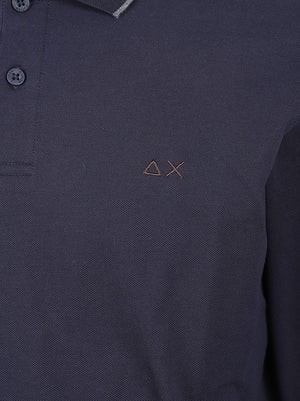POLO UOMMO SMALL STRIPES - SUN68 <BR/> A46103 07 NAVY BLUE SUN68