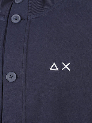 CARDIGAN IN FELPA UOMO BASIC - SUN68<BR/> F46105 07 NAVY BLUE SUN68