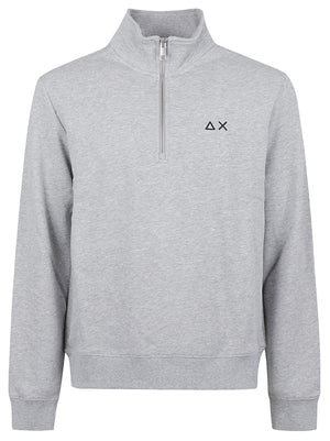 FELPA UOMO MEZZA ZIP BASIC - SUN68<BR/> F46107 06 Grigio chiaro SUN68