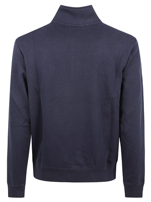 FELPA UOMO MEZZA ZIP BASIC - SUN68 F46107 07 NAVY BLUE SUN68