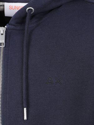 FELPA UOMO CON CAPPUCCIO CONTRAST - SUN68<BR/> F46115 07 NAVY BLUE SUN68