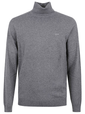 MAGLIONE UOMO A COLLO ALTO BASIC - SUN68 K46102 47 Grigio scuro SUN68