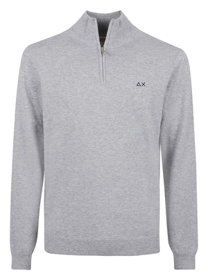 MAGLIONE UOMO MEZZA ZIP BASIC - SUN68<BR/> K46103 06 Grigio chiaro SUN68