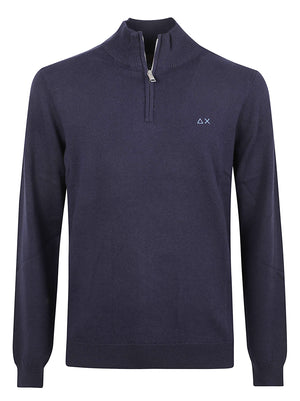 MAGLIONE UOMO MEZZA ZIP BASIC - SUN68 K46103 07 NAVY BLUE SUN68