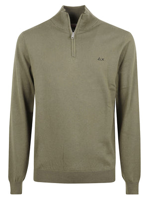 MGLIONE UOMO MEZZA ZIP BASIC - SUN68 K46103 74 MILITARE SCURO SUN68