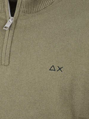 MGLIONE UOMO MEZZA ZIP BASIC - SUN68 K46103 74 MILITARE SCURO SUN68