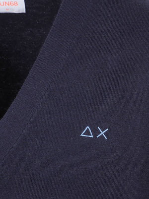 CARDIGAN UOMO BASIC - SUN68<BR/> K46106 07 NAVY BLUE SUN68