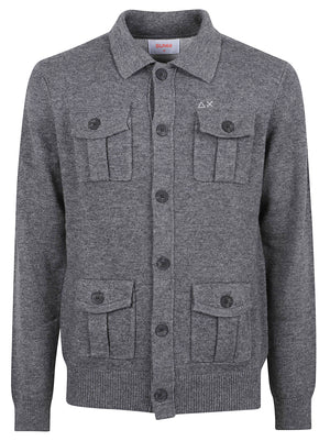 CARDIGAN UOMO FIELD POCKET WARM - SUN68 <BR/> K46116 47 Grigio scuro SUN68