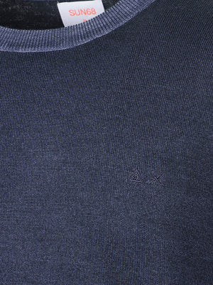 MAGLIONE GIROCOLLO UOMO VINTAGE DYED - SUN68 K46129 07 NAVY BLUE SUN68
