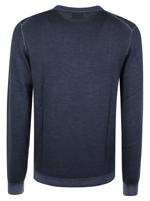 MAGLIONE GIROCOLLO UOMO VINTAGE DYED - SUN68 K46129 07 NAVY BLUE SUN68