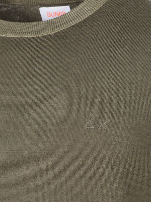 MAGLIONE GIROCOLLO UOMO VINTAGE DYED - SUN68<BR/> K46129 74 MILITARE SCURO SUN68