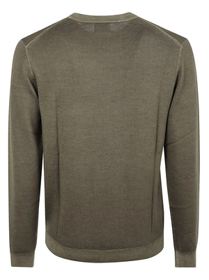 MAGLIONE GIROCOLLO UOMO VINTAGE DYED - SUN68<BR/> K46129 74 MILITARE SCURO SUN68